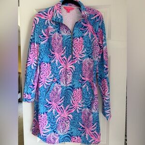 Lilly Pulitzer Vibrant Blue and Pink Long Sleeve Dress